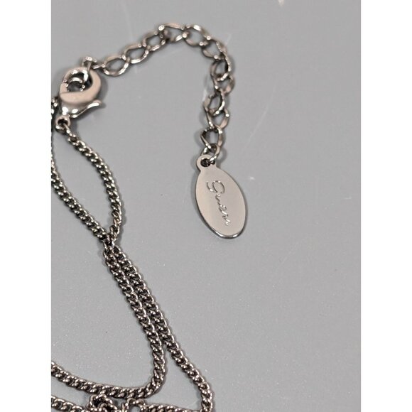 Guess Blue Rhinestone Baguette Tennis Y-Drop Necklace 18 in - Picture 7 of 8